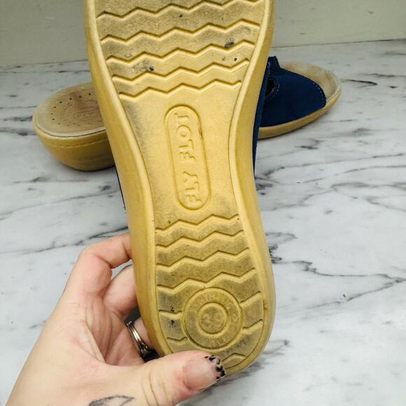 Fly Flot Anatomic Blue Leather Slide Wedge Sandals Women’s Size 8.5 - Picture 8 of 10